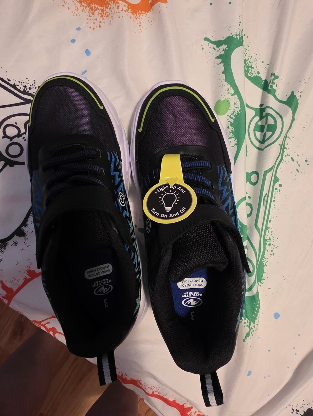 Kids Light-Up Athletic Shoes in Blue and Black